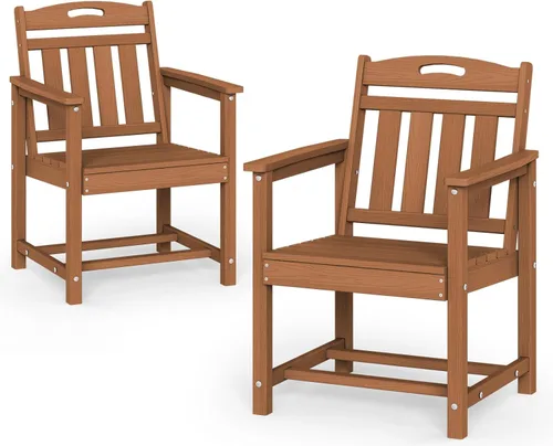 Miniatura 29 de Juego de comedor de patio al aire libre de HDPE con mesa y 6 sillas, juego de mesa y sillas de 7 piezas para todo clima, agujero para sombrilla de 2