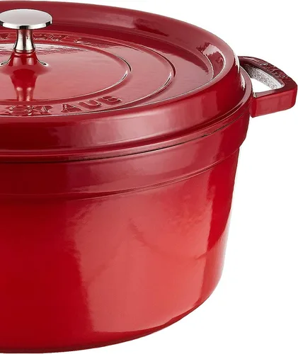 Miniatura 4 de Staub - Cocotte redonda de hierro fundido de 9 cuartos de galón, cereza, fabricado en Francia
