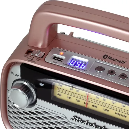 Miniatura 3 de Studebaker SB2006 Altavoz Bluetooth con radio portátil AM/FM Transmisión Bluetooth, batería recargable y alta potencia (negro)