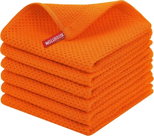 Miniatura 136 de Homaxy Paños de cocina de 100% algodón con tejido de gofre, ultra suaves, absorbentes, de secado rápido, 12 x 12 pulgadas, paquete de 6, amarillo