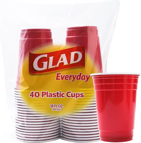Miniatura 11 de Tazas de plástico desechables de Glad Everyday de plástico, 100 unidades, resistentes y resistentes, de plástico, color rojo para todas las ocasiones