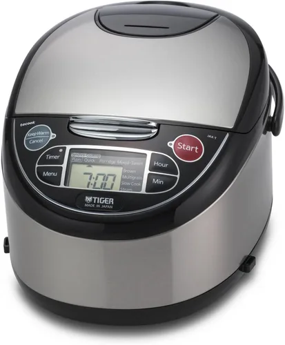 TIGER JAX-T10U-K - Olla Arrocera y Calentador Micom de 5.5 Tazas (Sin Cocinar) con Tecnología de Bandeja de Cocción al Vapor de Alimentos Tacook y