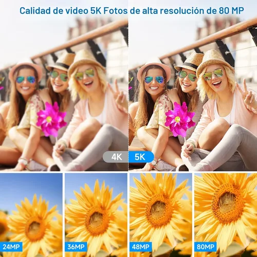 Miniatura 2 de Cámara digital 5K Vlogging para principiantes, cámara de viaje de 80 MP para fotografía con tarjeta de 32 GB, cámara compacta portátil con zoom