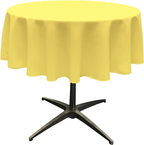 Miniatura 157 de LA Linen - Mantel redondo lavable de popelina de poliéster, resistente a manchas y arrugas, 51", mantel de tela para comedor, cocina, fiesta, Negro