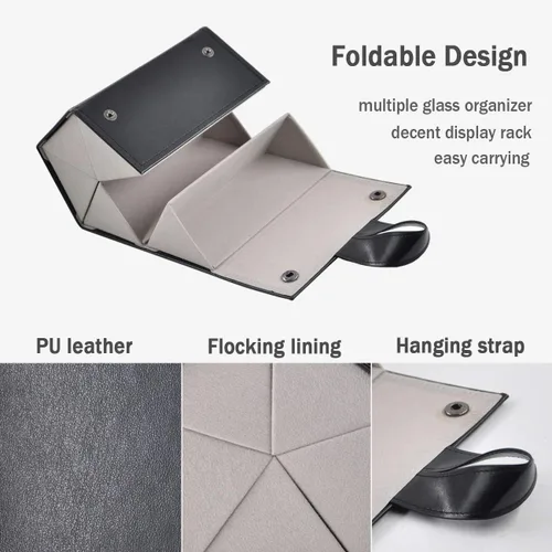 Miniatura 4 de Organizador de almacenamiento para lentes de sol, estuche de viaje plegable con 5 compartimentos de ranura para múltiples gafas