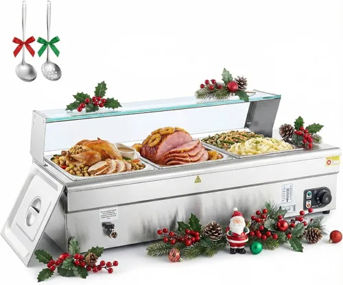 Miniatura 17 de WILPREP Calentador de alimentos comercial, calentador eléctrico de 1500 W para mostrador con control de temperatura ajustable de 86-185 °F