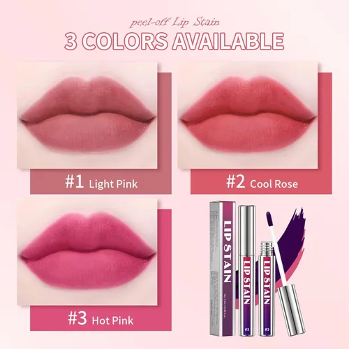 Miniatura 7 de 3 unidades de tinte de labios despegable, tinte de labios de larga duración, delineador de labios impermeable, delineador de labios que se despega