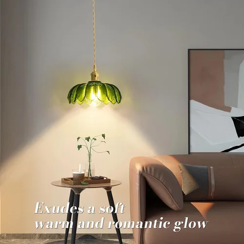 Miniatura 6 de Lámpara colgante enchufable, luces colgantes con cable enchufable, lámpara colgante con vidrio verde, iluminación colgante E26 para isla de cocina