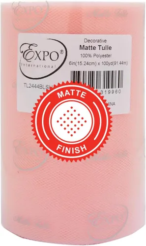 Miniatura 30 de Expo International Tul mate decorativo, rollo/carrete de 6 x 100 yardas, tela de tul de poliéster ligera para tutús, disfraces y decoraciones