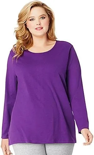 Miniatura 5 de Just My Size - Camiseta JMS de algodón de manga larga para mujer talla grande talla grande cuello redondo