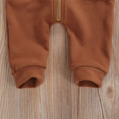 Miniatura 6 de FYBITBO Ropa para bebés y niñas con cremallera, overol de manga larga, overol con capucha para otoño e invierno, ropa cálida