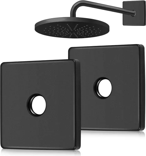 Yinkin Paquete de 2 placas cuadradas de cubierta cuadrada de fontanería de 3.5 pulgadas, color negro, tamaño grande, placa universal de repuesto
