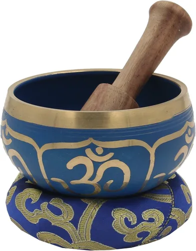 Miniatura 2 de DharmaObjects® Juego de regalo de caja de cojín de mazo azul tibetano para meditación y yoga (azul marino)