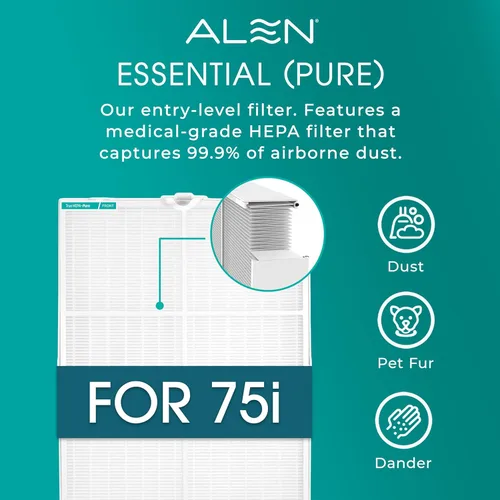 Miniatura 4 de Alen Purificador de aire BreatheSmart 75i HEPA con filtro puro para habitaciones grandes de hasta 2800 pies cuadrados - Perfecto para sala de estar