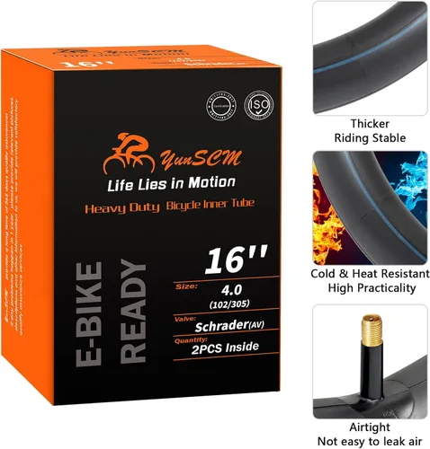 Miniatura 2 de 2-PCS 16x4.0(102/305) Heavy Duty E-Bike Tire Tubes 16 x 4.0 Premium Quality Butyl Compatible with 16 x 4 Fat Electric Bike Bicycle Tubes Schrader