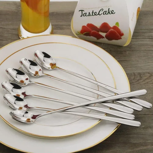 Miniatura 2 de Cuchara de mango largo, cuchara de té helado de 9 pulgadas, cucharadita de acero inoxidable 18/10 prémium para mezclar, mezclar cócteles, té, café