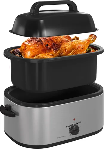 Miniatura 14 de Horno tostador Royalcraft con tapa autobásica, asador eléctrico de 18 cuartos con bandeja y parrilla extraíbles, horno tostador de pavo con función