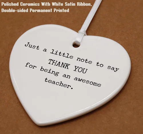 Miniatura 2 de Adorno de cerámica blanca en forma de corazón, regalo de agradecimiento al profesor, solo una pequeña nota para decir gracias, cumpleaños, Acción