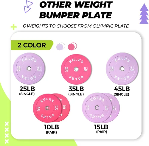 Miniatura 7 de EGLES Placas de Peso Olímpicas de Colores Vibrantes, Placas de Barra de Goma, Placa Parachoques de Goma Virgen Estándar de 2 Pulgadas de 10 15 25 35