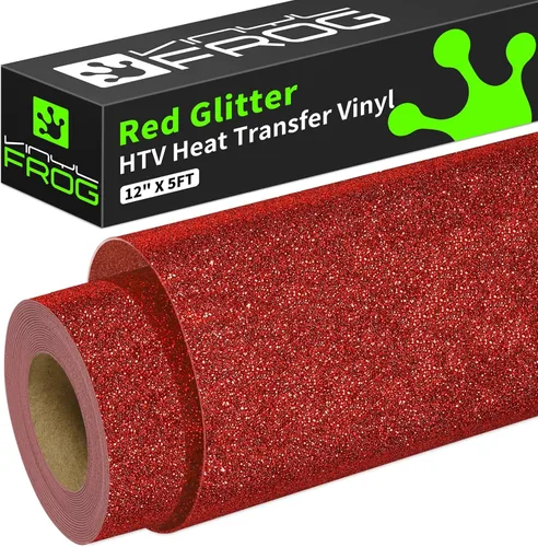 Miniatura 12 de VINYL FROG Rollo de vinilo de transferencia de calor con purpurina de 12 pulgadas x 5 pies, vinilo negro para planchar con purpurina para camisetas