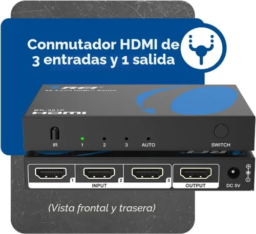 Miniatura 2 de OREI Conmutador HDMI con mando a distancia – Conmutador HDMI 4K@120Hz 4:4:4 o 8K@60 4:2:0 – HDR10+, Visión Dolby, VRR, ALLM, CEC – Conmutador HDMI