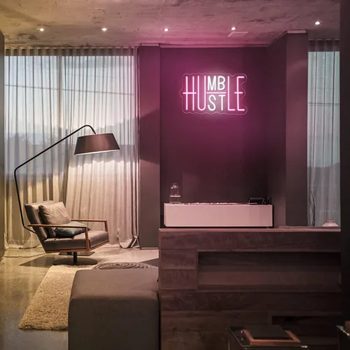 Miniatura 2 de YIKBIK Hustle - Letrero LED de neón para decoración de pared, luces LED de neón humildes para decoración de fiestas, interruptor alimentado por USB
