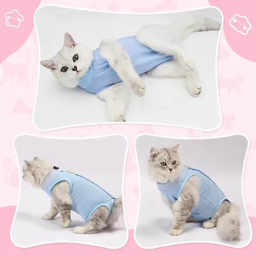 Miniatura 5 de Traje de recuperación para gatos para heridas abdominales o enfermedades de la piel, mameluco de gato para gatos después de la cirugía, traje