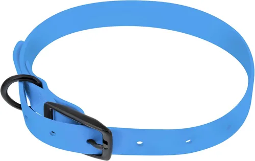 Miniatura 2 de MiMu Collar pequeño de silicona para perro, collar de perro elegante azul de 18 pulgadas con hebilla de punta y bucle de correa con anillo en D