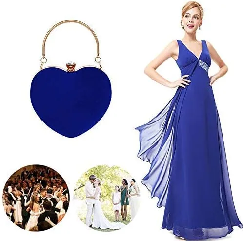 Miniatura 3 de Goclothod Bolso de mano en forma de corazón para mujer, bolso de hombro de terciopelo, bolsos de noche