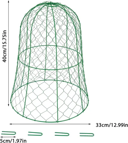 Miniatura 2 de Paquete de 10 Cloches de alambre de pollo para jardín, 12.99 pulgadas de profundidad x 15.75 pulgadas de alto, protectores y cubiertas de plantas