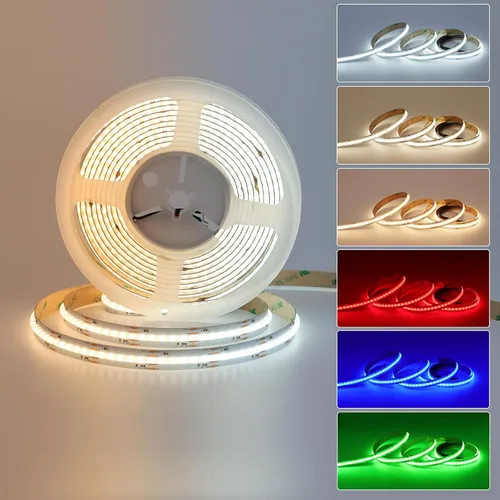 Miniatura 14 de JOYLIT Tira de luces LED COB RGBW de 32.8 pies, 24 V para interiores, RGB 3000 K, blanco cálido, 4 en 1, cinta LED sin puntos que cambia