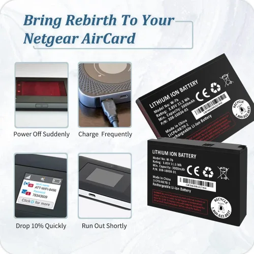 Miniatura 5 de Batería W-7b, nueva batería de repuesto para AT&T Unite Express 2 Netgear Aircard 800s 797s 779S 780S 790S 790S 790SP 810S 4G LTE Mobile Hotspot