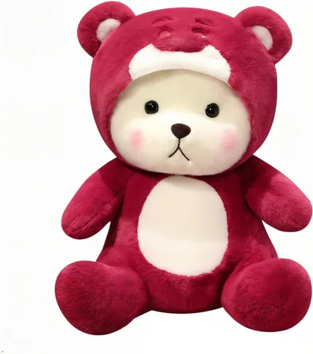 Miniatura 11 de Oso de Peluche de Dibujos Animados con Ropa Cruzada, Oso de Peluche Lindo con Gorra de Stitch Removible (Panda Negro, 27.9 cm / 0.23 kg)