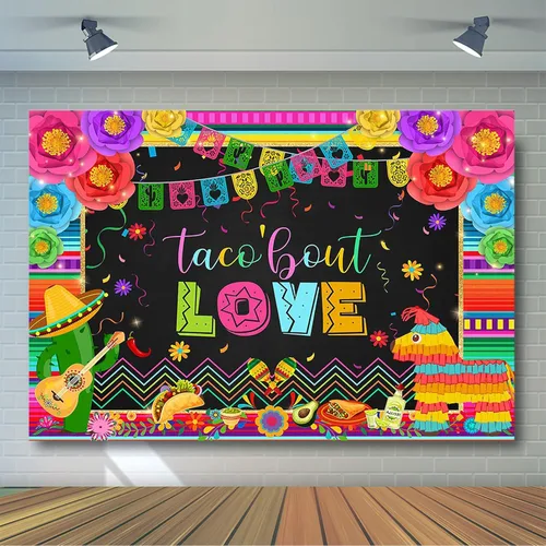 Miniatura 4 de Avezano Fondo de fotografía de boda con temática de cactus y flores de taco, fiesta mexicana, despedida de soltera, suministros de decoración