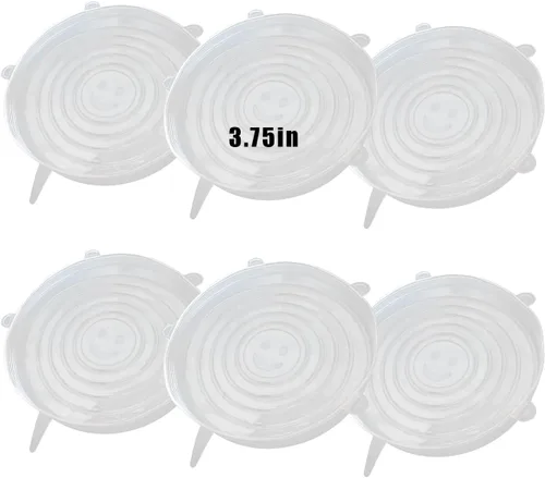 Miniatura 9 de 6 tapas elásticas de silicona, reutilizables y duraderas, fundas para contenedores de silicona para almacenamiento de alimentos, fundas expandibles