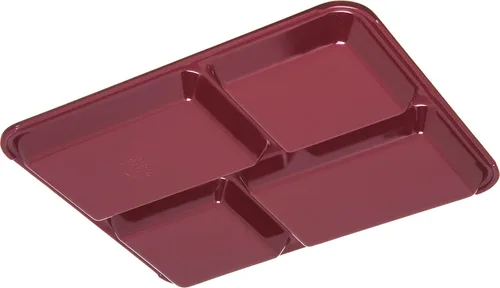 Miniatura 4 de Carlisle FoodService Products Bandeja de Cafetería / Comida Rápida para Mano Derecha de 4 Compartimentos, 8.5" x 11", Arándano Rojo Oscuro