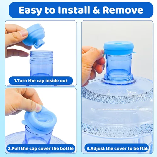 Miniatura 3 de Myvision Tapas reutilizables para jarra de agua de 3 a 5 galones, tapa segura para dispensador de agua, tapa de repuesto de silicona antiderrames