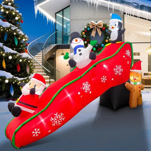 Miniatura 8 de EAONE Decoración inflable de Navidad de 7 pies para exteriores, Papá Noel inflable y renos en Monster Truck, decoración de patio inflable con luces