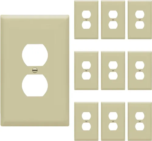 Miniatura 71 de ENERLITES Placa de pared de salida de receptáculo dúplex de tamaño mediano, placas de cubiertas de toma de corriente, tamaño medio de 1 banda, 4.88