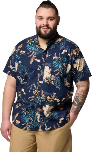 Columbia - Camisa de manga corta para hombre Rapid Rivers con estampado, con cómodo elástico Colegial Navy Outback