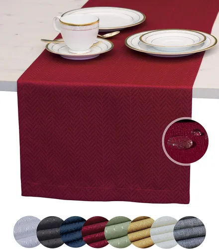Miniatura 13 de Camino de mesa blanco de 48 pulgadas, bufanda de aparador impermeable, camino de mesa de café para exteriores, elegantes caminos de mesa de comedor