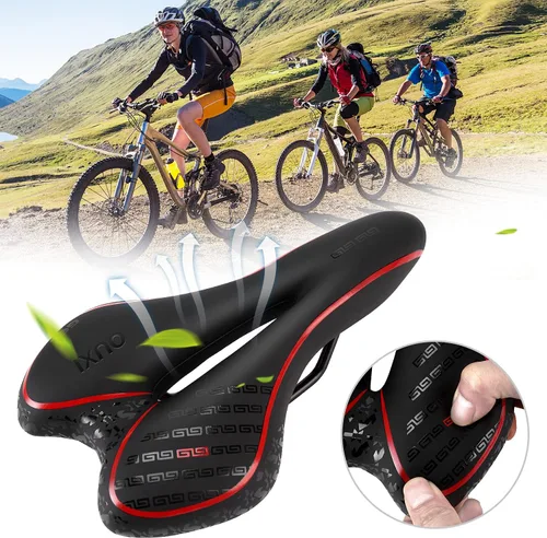 Miniatura 8 de OUXI Asiento de Bicicleta Cómodo Sillín de Bicicleta de Gel Cómodo de Repuesto Suave Acolchado con Absorción de Impactos Impermeable para MTB Rojo