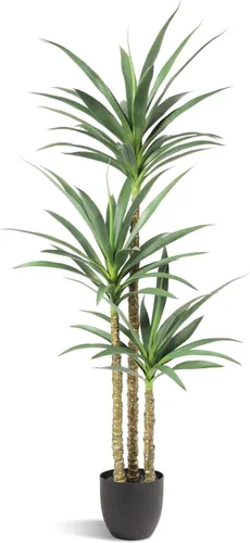 Miniatura 9 de Waoops - Árbol artificial de 1.43 metros con planta de agave falsa de 3 cabezas en maceta de plástico, árbol falso para decoración del hogar