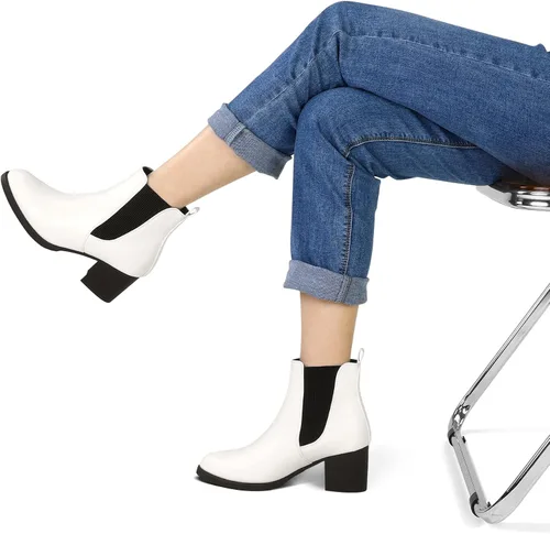 Miniatura 5 de COASIS Botas Chelsea de tacón grueso para mujer botines de tobillo con laterales elásticos