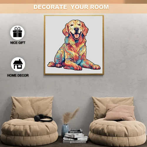 Miniatura 5 de WOODBESTS Rompecabezas de madera para adultos – Loyal Golden Retriever, rompecabezas de madera de perro, rompecabezas únicos de madera de animales