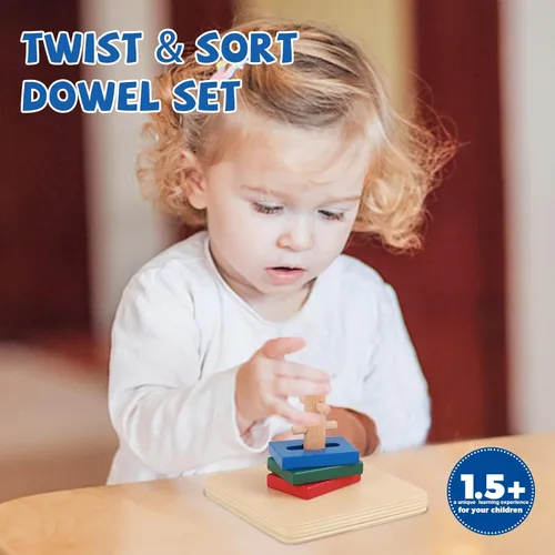 Adena Montessori Juego de espigas Twist & Sort Equipo preescolar Desarrollo temprano Juguete para bebés Montessori Desarrollo de habilidades motoras