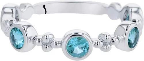 Miniatura 3 de Peora Tiara apilable de 5 piedras para mujer, plata de ley 925, piedras natales de piedras preciosas naturales, 0.075in de ancho, tallas 5 a 9
