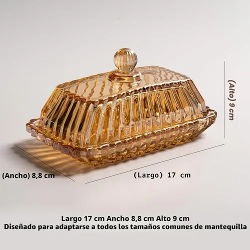 Miniatura 6 de Mantequera de Vidrio en Color Champán con Tapa, Bandeja Cubierta para Mantequilla en Barra, Envase de Almacenamiento de Mantequilla de Cristal