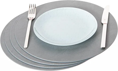 Miniatura 9 de Nikalaz Nikalaz - Juego de 4 manteles individuales redondos de cuero reciclado de 15 pulgadas, decoración de mesa de comedor y cocina (negro)