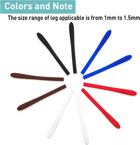 Miniatura 2 de Puntas de extremo de las patillas para lentes antideslizantes, funda de tubo de silicona suave, retenedores de repuesto para patas planas de metal 8